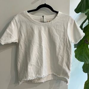 Madewell white top raw hem S